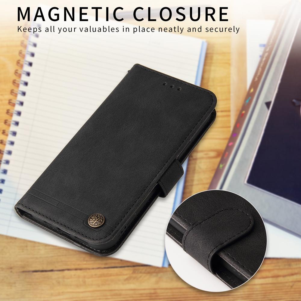 For vivo V50 Skin Feel Life Tree Metal Button Leather Phone Case(Black)