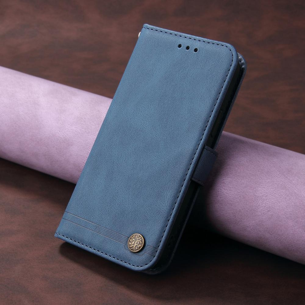 For vivo V50 Lite 4G / 5G Skin Feel Life Tree Metal Button Leather Phone Case(Blue)