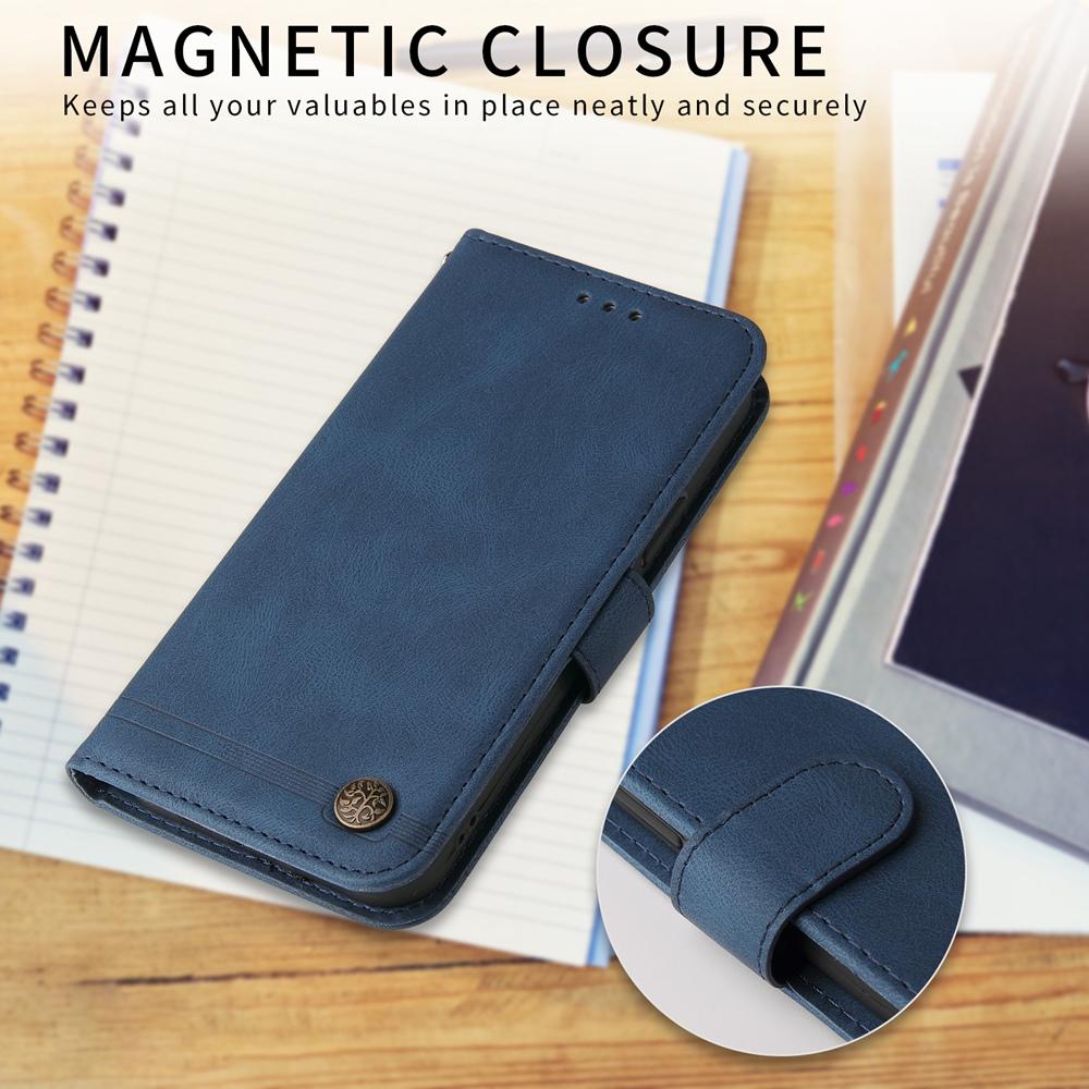For vivo V50 Lite 4G / 5G Skin Feel Life Tree Metal Button Leather Phone Case(Blue)