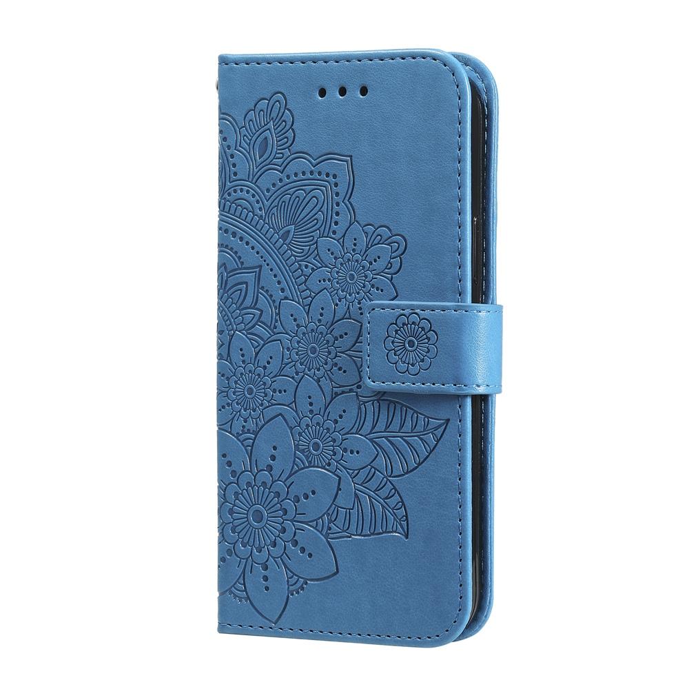 For vivo V50 Seven-petal Flowers Embossing Leather Phone Case(Blue)