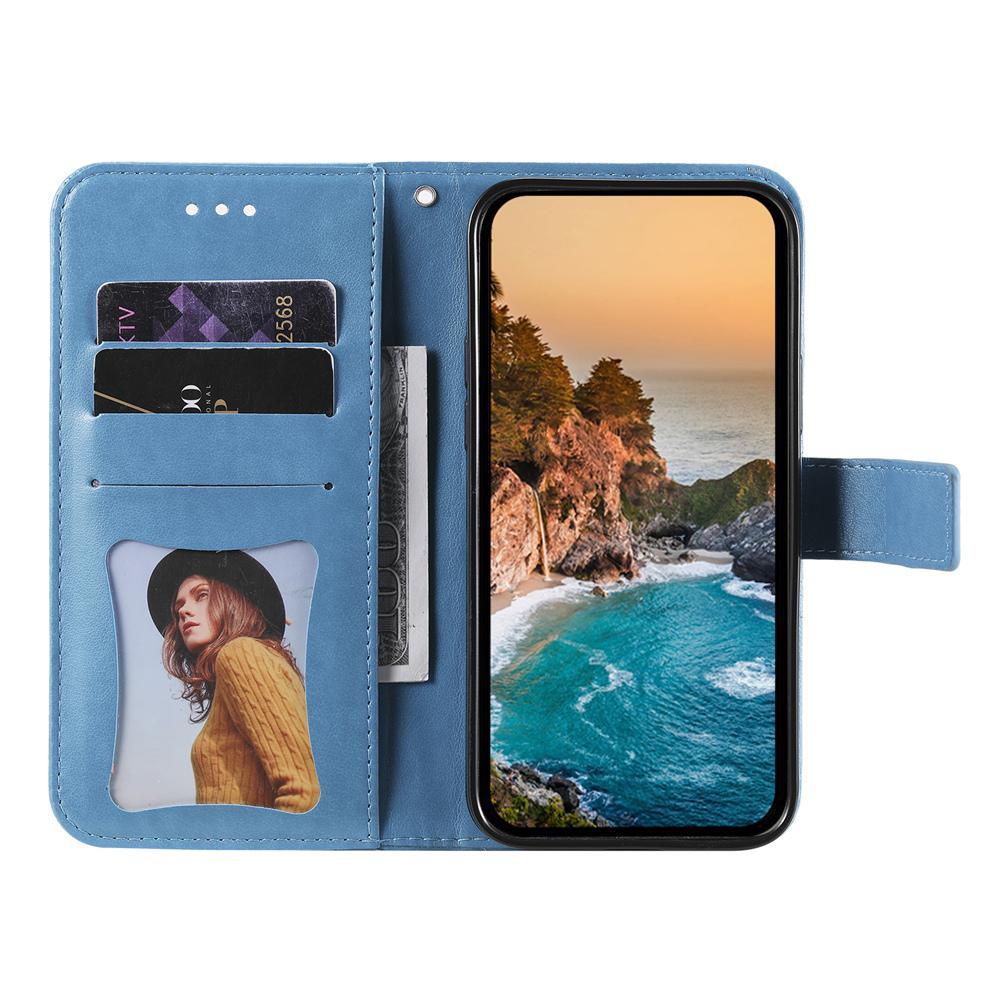 For vivo V50 Seven-petal Flowers Embossing Leather Phone Case(Blue)