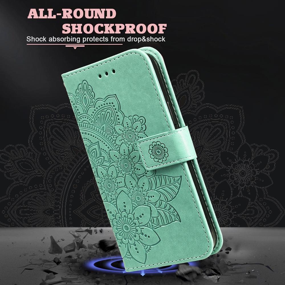 For vivo V50 Seven-petal Flowers Embossing Leather Phone Case(Green)