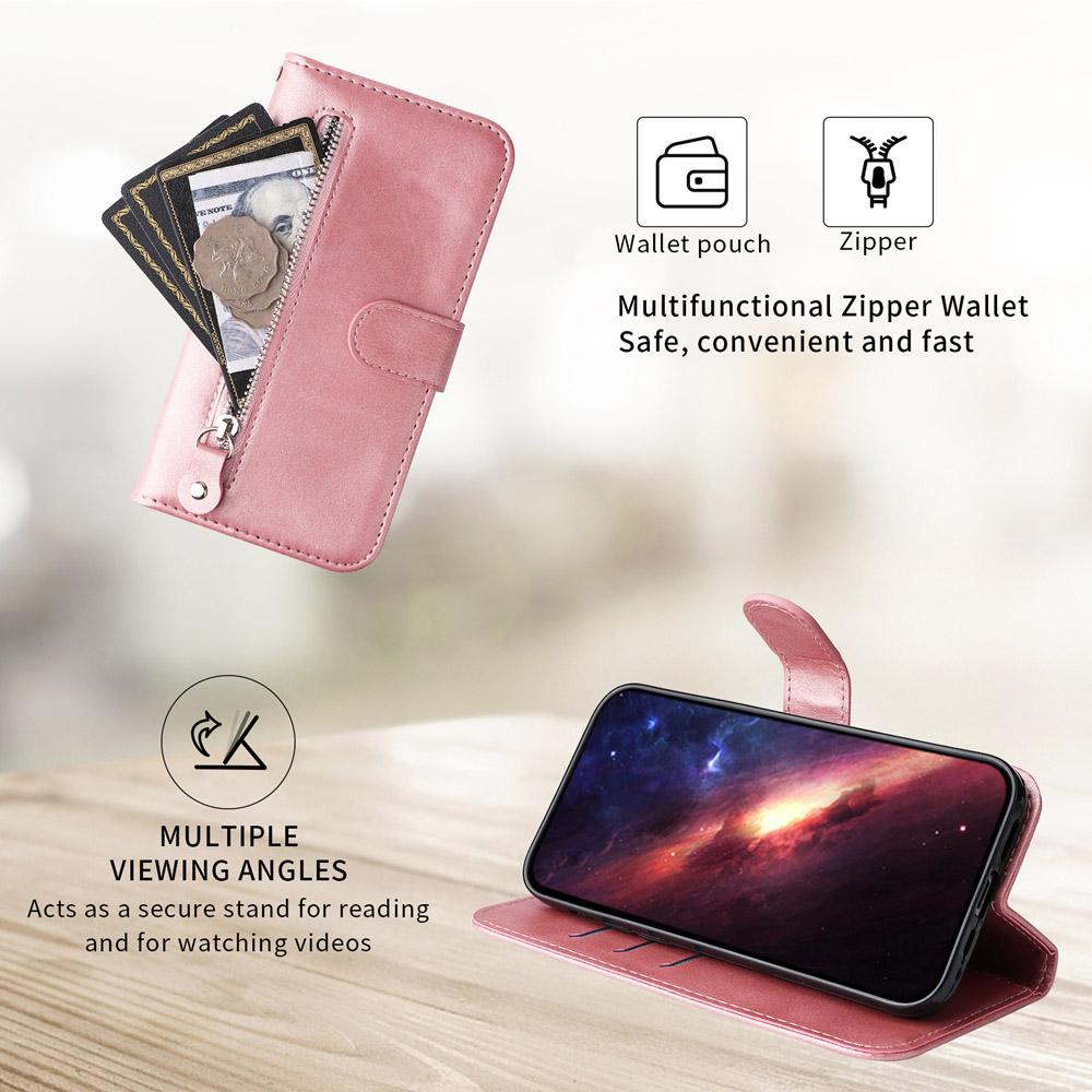 For vivo V50 Fashion Calf Texture Zipper Leather Phone Case(Rose Gold)