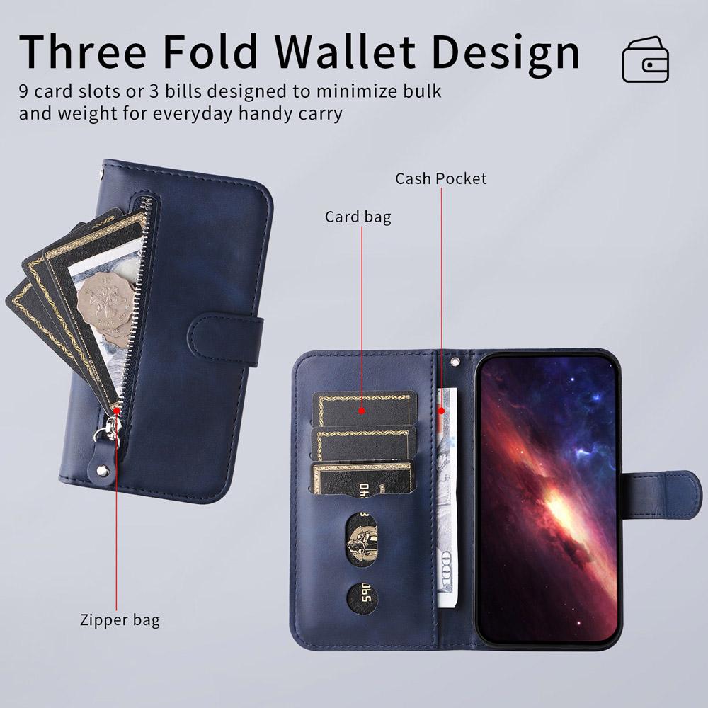 For vivo V50 Fashion Calf Texture Zipper Leather Phone Case(Blue)