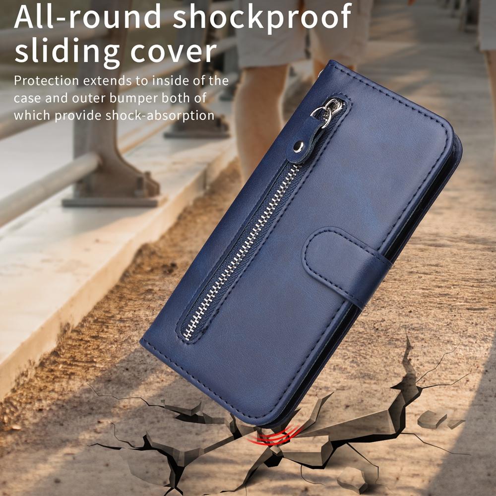 For vivo V50 Fashion Calf Texture Zipper Leather Phone Case(Blue)