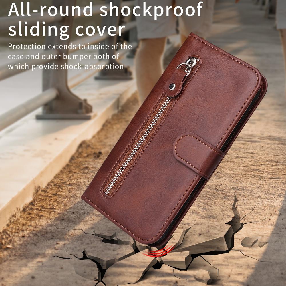 For vivo V50 Lite 4G / 5G Fashion Calf Texture Zipper Leather Phone Case(Brown)