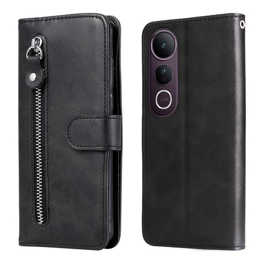 For vivo V50 Lite 4G / 5G Fashion Calf Texture Zipper Leather Phone Case(Black)