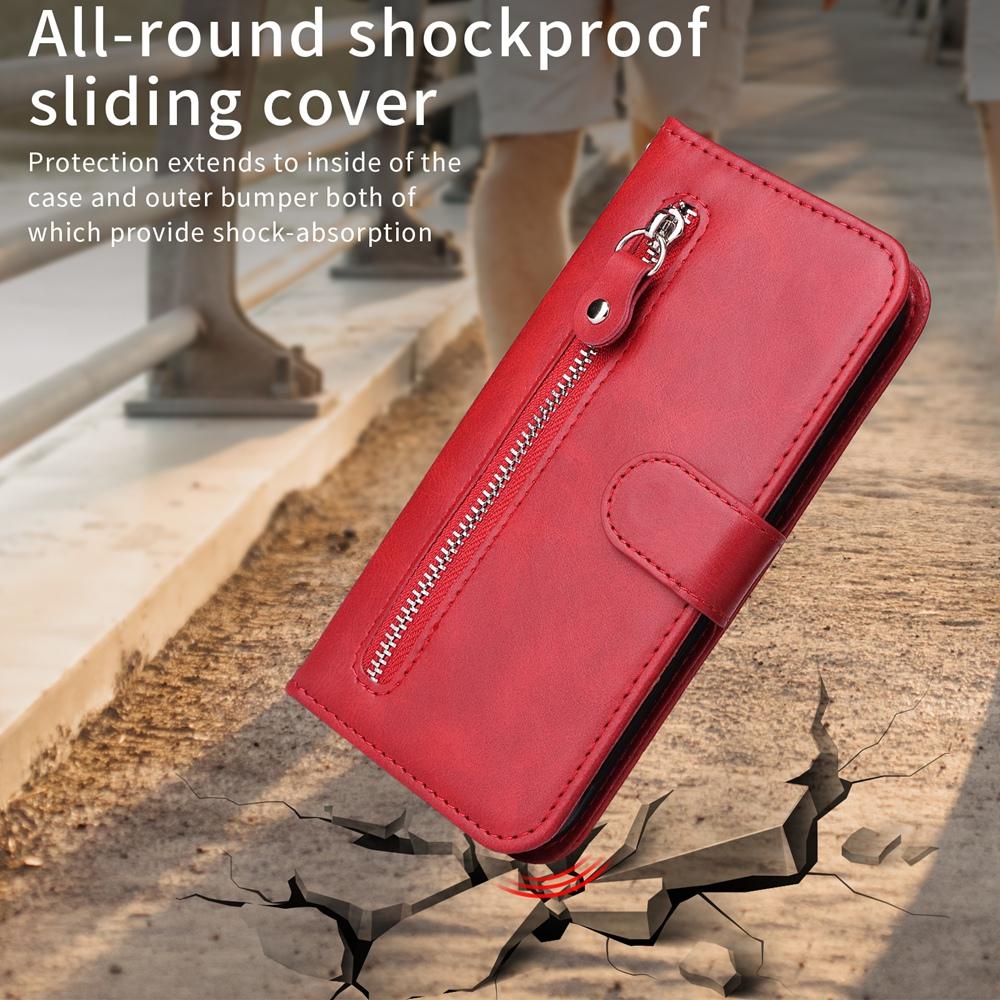 For vivo V50 Lite 4G / 5G Fashion Calf Texture Zipper Leather Phone Case(Red)