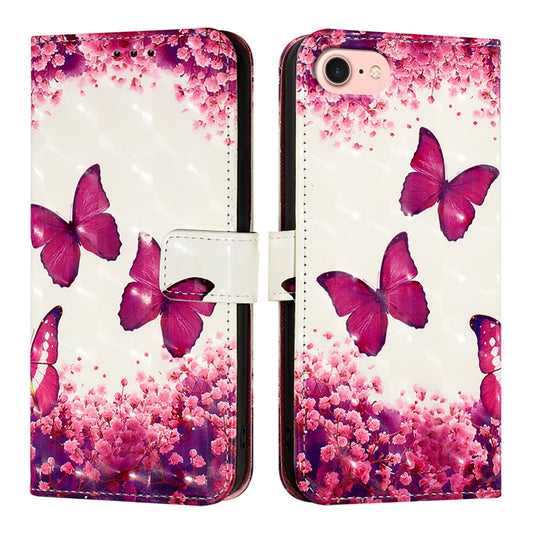 For iPhone 16e 3D Painting Horizontal Flip Leather Phone Case(Rose Butterfly)