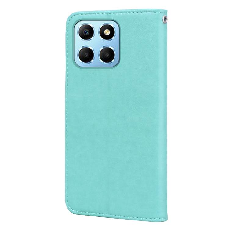 For Honor X6a Rose Embossed Flip PU Leather Phone Case(Green)