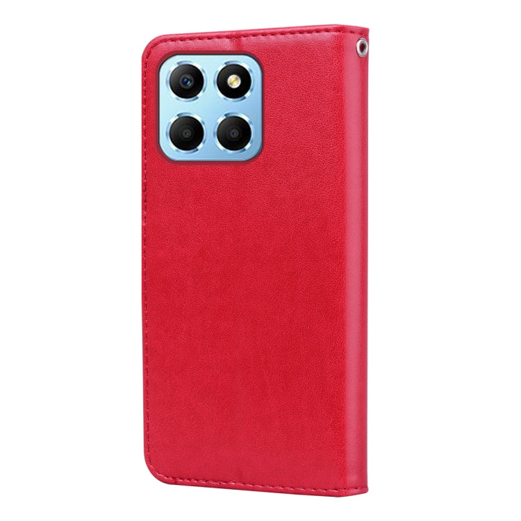 For Honor X6a Rose Embossed Flip PU Leather Phone Case(Red)