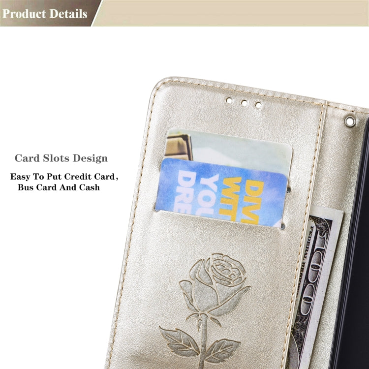 For Honor X8b Rose Embossed Flip PU Leather Phone Case(Gold)