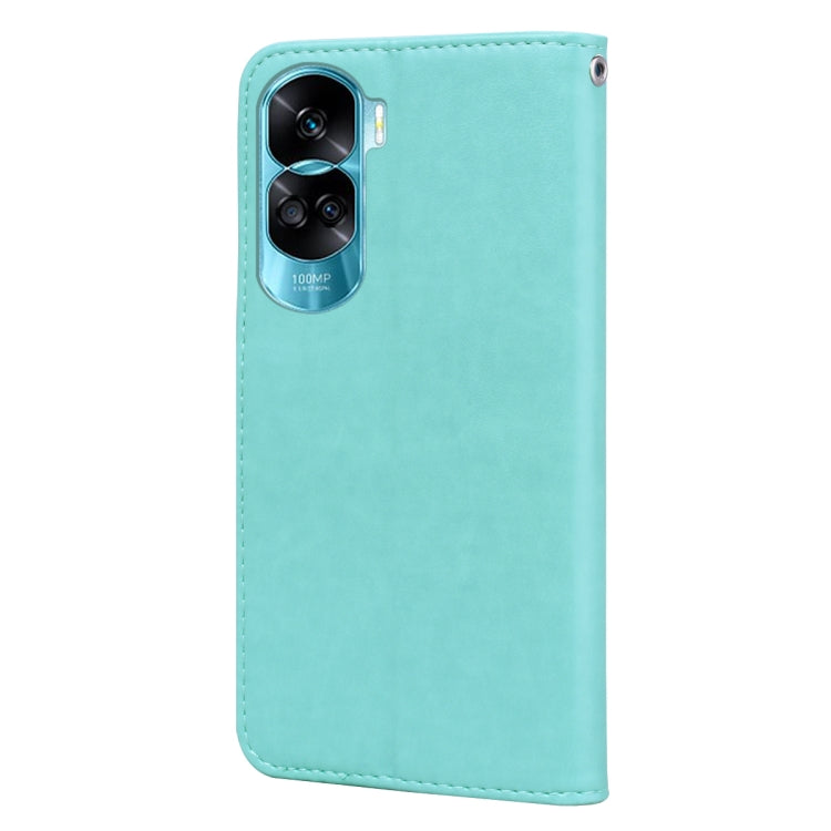 For Honor 90 Lite Rose Embossed Flip PU Leather Phone Case(Green)