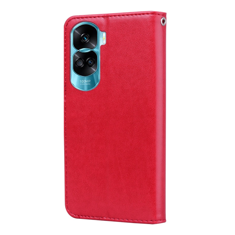 For Honor 90 Lite Rose Embossed Flip PU Leather Phone Case(Red)