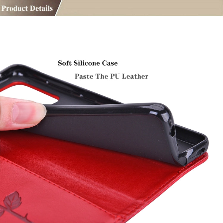 For Honor X9a / Magic 5 Lite Rose Embossed Flip PU Leather Phone Case(Red)