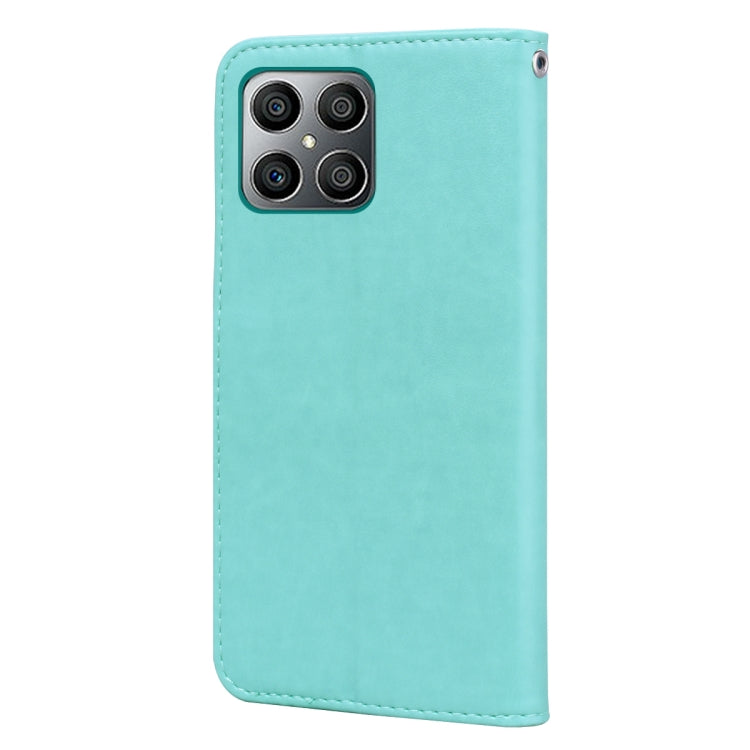 For Honor X8a Rose Embossed Flip PU Leather Phone Case(Green)