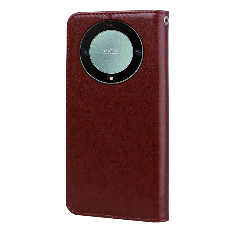 For Honor X9b Rose Embossed Flip PU Leather Phone Case(Brown)