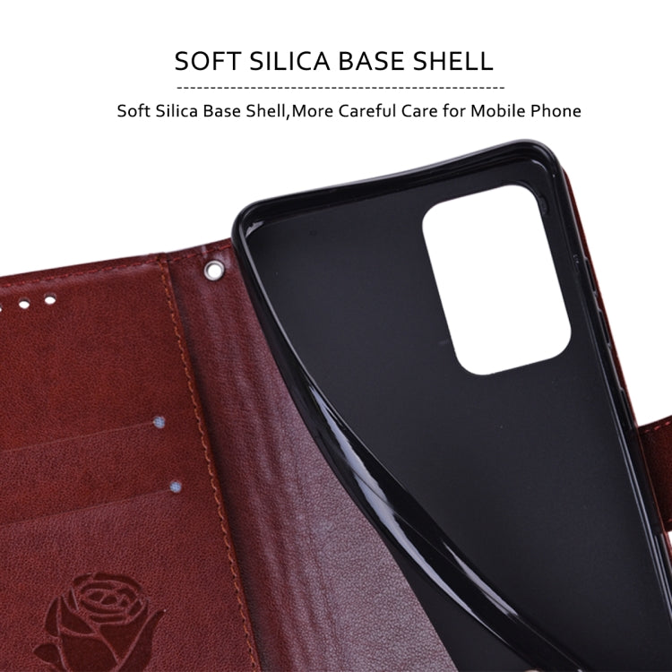 For Honor X9b Rose Embossed Flip PU Leather Phone Case(Brown)