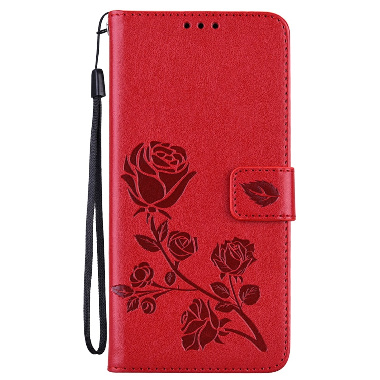 For Honor X9b Rose Embossed Flip PU Leather Phone Case(Red)