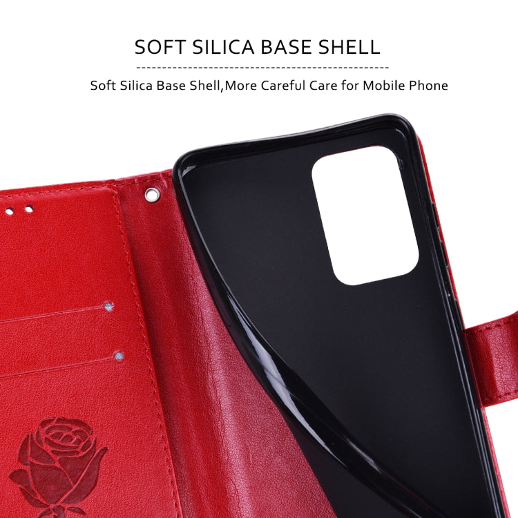 For Honor X9b Rose Embossed Flip PU Leather Phone Case(Red)