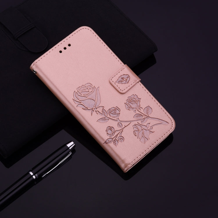 For Honor X9b Rose Embossed Flip PU Leather Phone Case(Rose Gold)