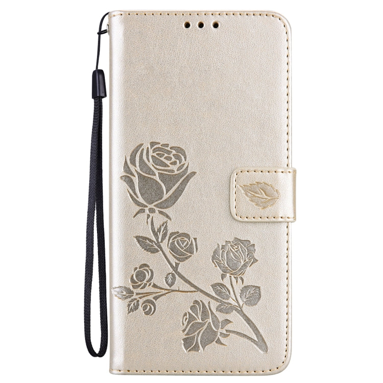 For Samsung Galaxy S24 Rose Embossed Flip PU Leather Phone Case(Gold)