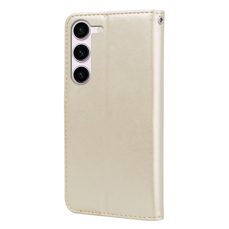 For Samsung Galaxy S24 Rose Embossed Flip PU Leather Phone Case(Gold)