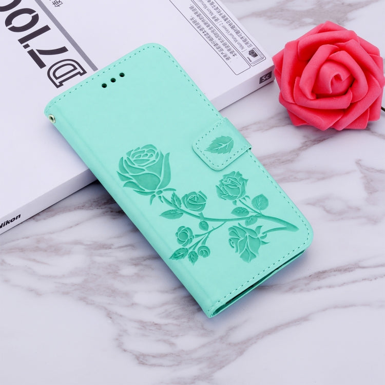 For Samsung Galaxy S24 Rose Embossed Flip PU Leather Phone Case(Green)