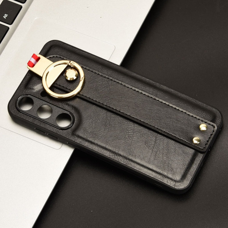 For Samsung Galaxy S24 5G Wristband Leather Back Phone Case(Black)