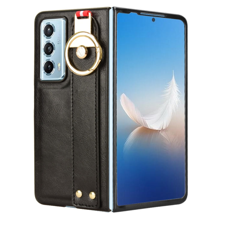 For Honor Magic Vs2 Wristband Leather Back Phone Case(Black)