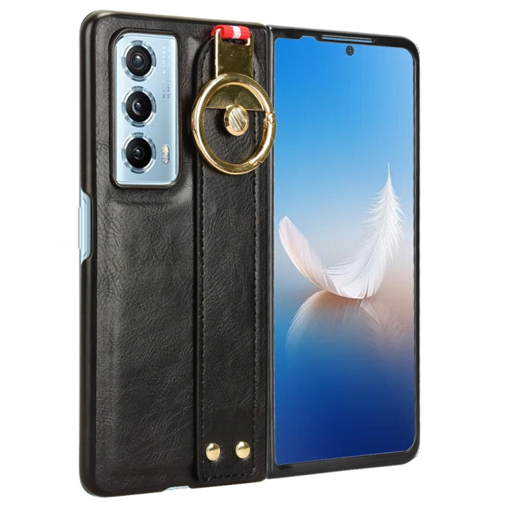 For Honor Magic Vs2 Wristband Leather Back Phone Case(Black)