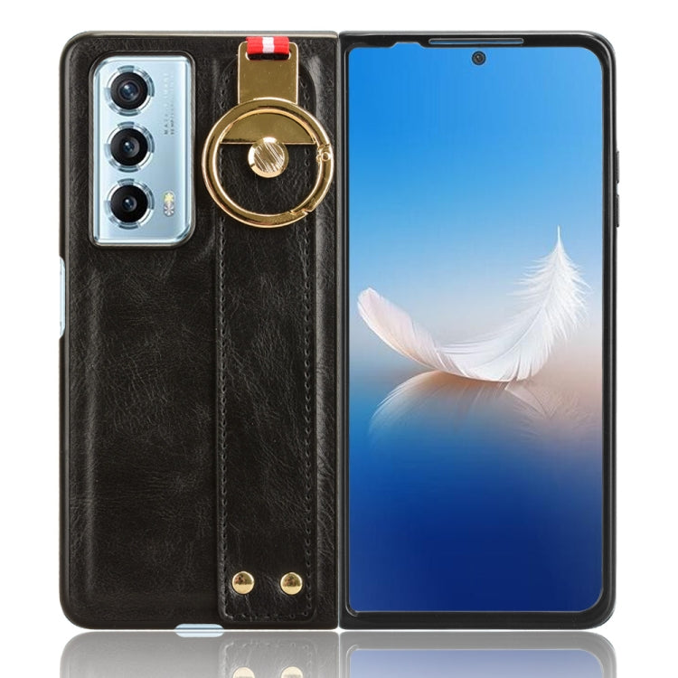 For Honor Magic Vs2 Wristband Leather Back Phone Case(Black)