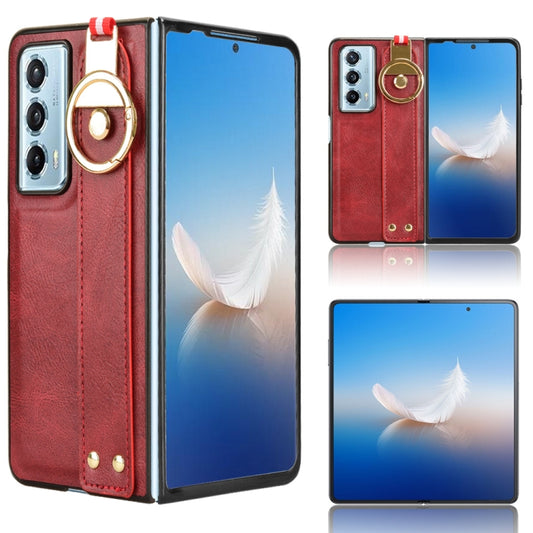 For Honor Magic Vs2 Wristband Leather Back Phone Case(Red)