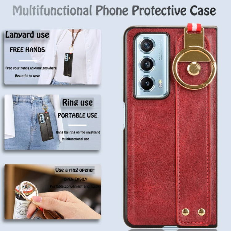 For Honor Magic Vs2 Wristband Leather Back Phone Case(Red)