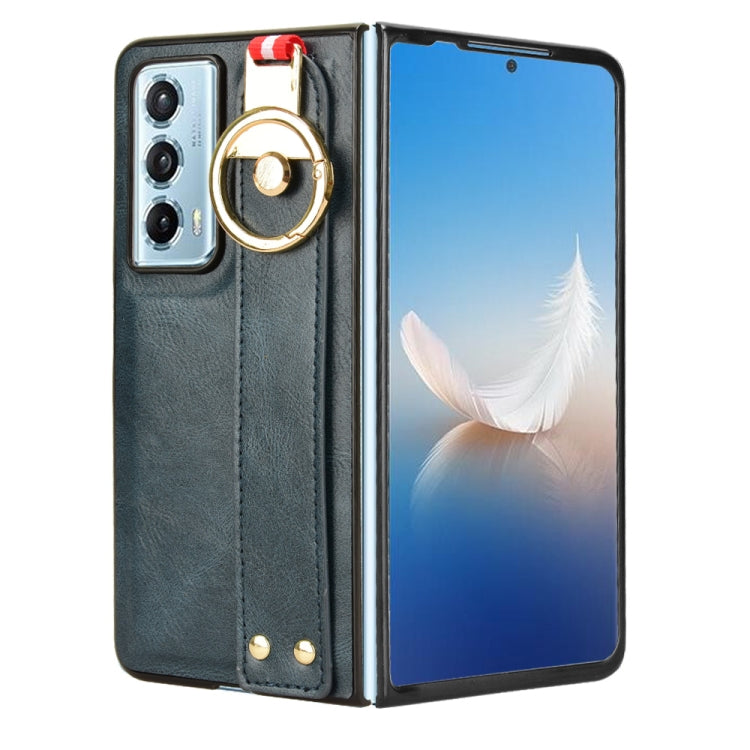 For Honor Magic Vs2 Wristband Leather Back Phone Case(Blue)