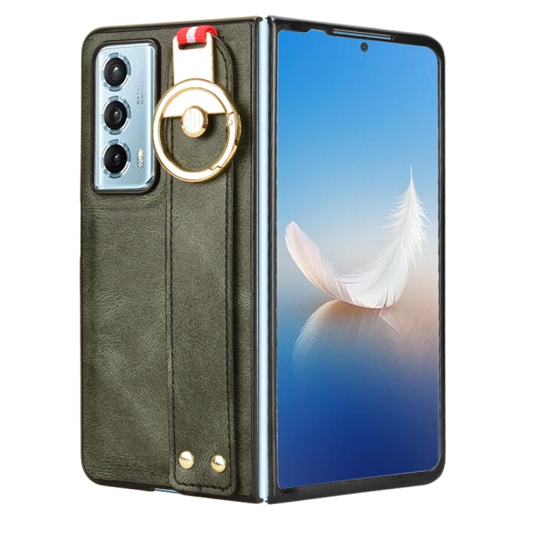 For Honor Magic Vs2 Wristband Leather Back Phone Case(Green)