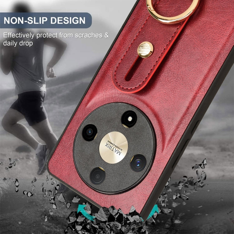 For Honor X9b/Magic6 Lite 5G Wristband Leather Back Phone Case(Red)