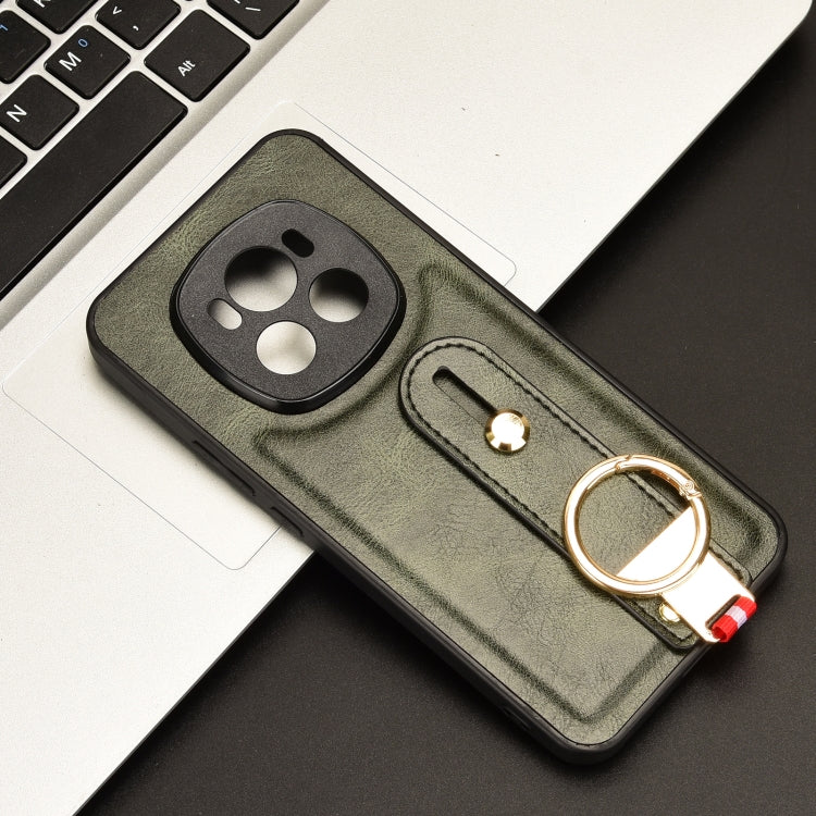 For Honor Magic6 Wristband Leather Back Phone Case(Green)