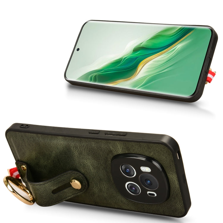 For Honor Magic6 Wristband Leather Back Phone Case(Green)