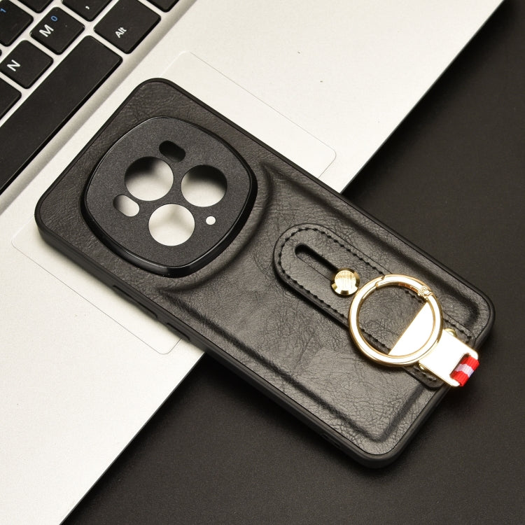 For Honor Magic6 Pro Wristband Leather Back Phone Case(Black)