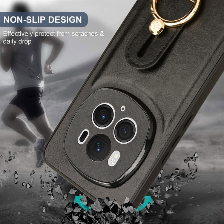 For Honor Magic6 Pro Wristband Leather Back Phone Case(Black)