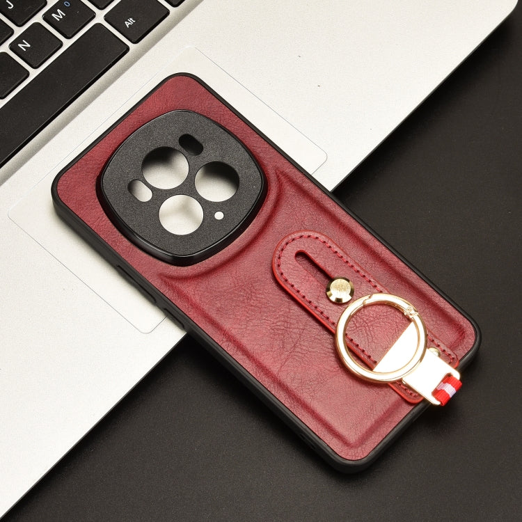 For Honor Magic6 Pro Wristband Leather Back Phone Case(Red)
