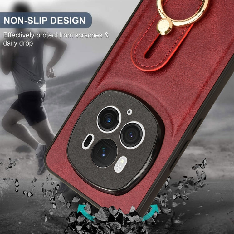For Honor Magic6 Pro Wristband Leather Back Phone Case(Red)