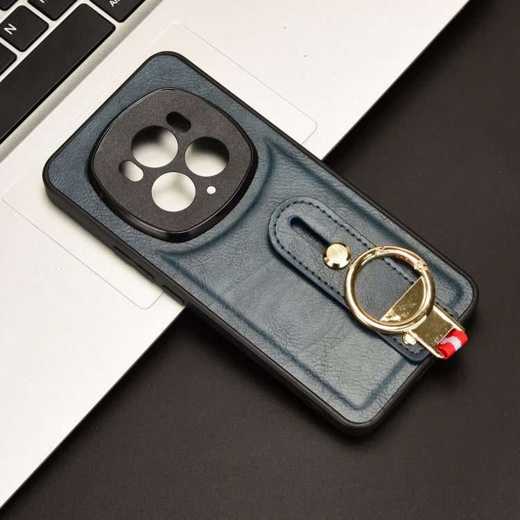 For Honor Magic6 Pro Wristband Leather Back Phone Case(Blue)