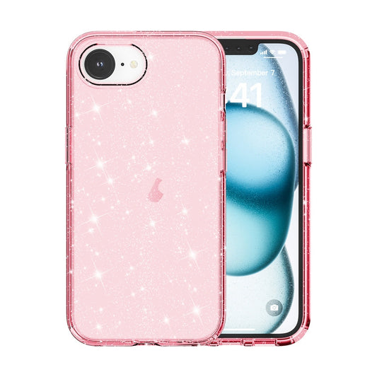 For iPhone 16e Shockproof Terminator Glitter Powder Phone Case(Pink)