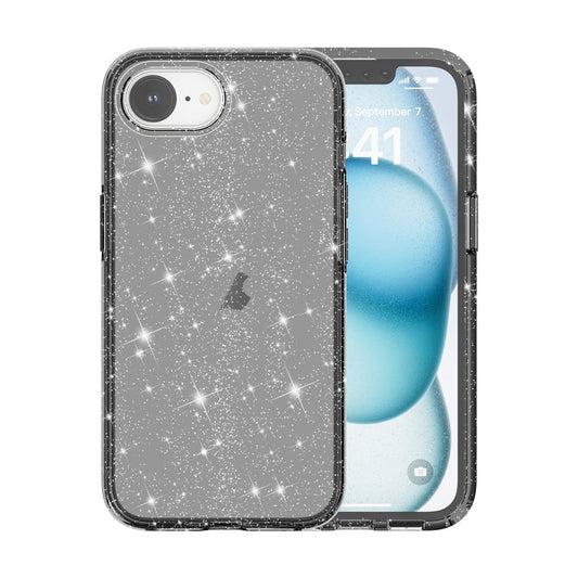 For iPhone 16e Shockproof Terminator Glitter Powder Phone Case(Black)