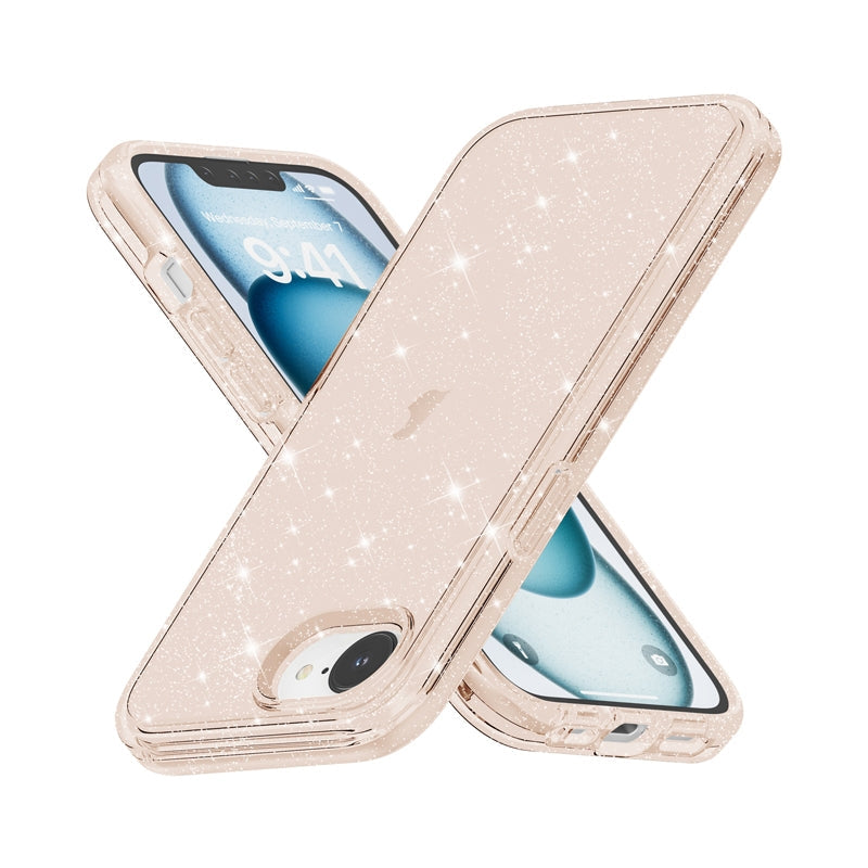 For iPhone 16e Shockproof Terminator Glitter Powder Phone Case(Gold)