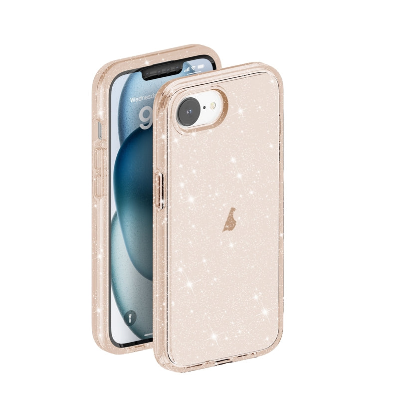 For iPhone 16e Shockproof Terminator Glitter Powder Phone Case(Gold)
