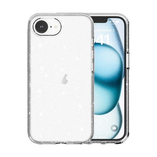 For iPhone 16e Shockproof Terminator Glitter Powder Phone Case(White)