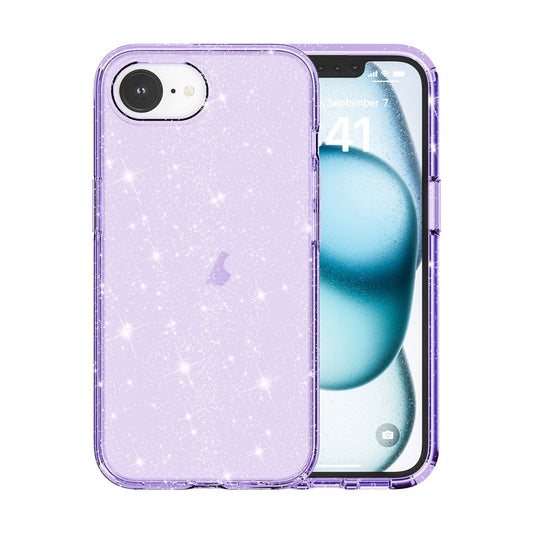 For iPhone 16e Shockproof Terminator Glitter Powder Phone Case(Purple)